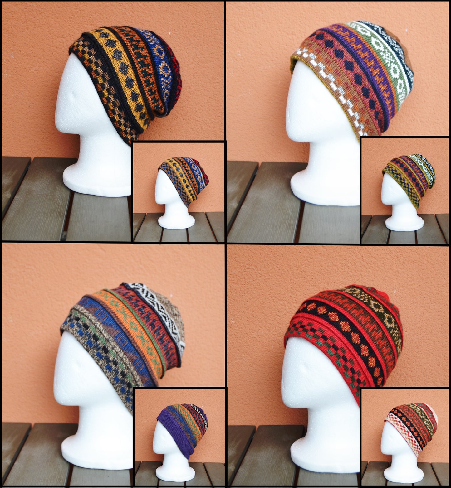 Alpaca Chullo Doppelseitige, wendbare Wintermütze aus Babyalpaka mit Ohrenklappen