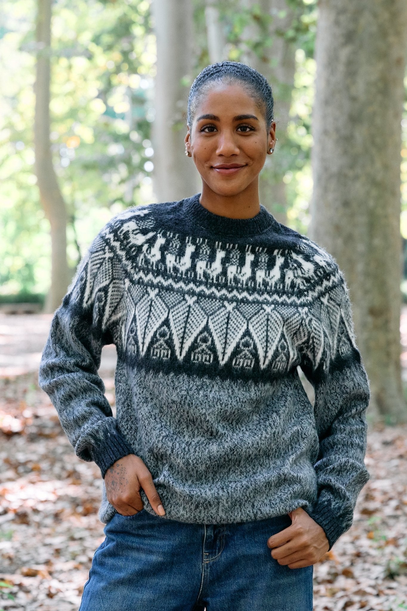 Pull chiné en alpaga péruvien