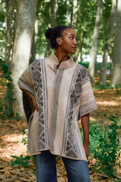 Handwoven Peruvian Wool Poncho Shawl