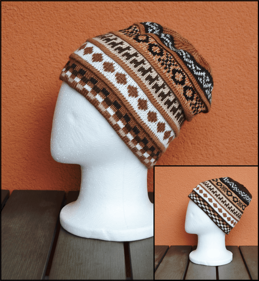 Alpaca Chullo Doppelseitige, wendbare Wintermütze aus Babyalpaka mit Ohrenklappen