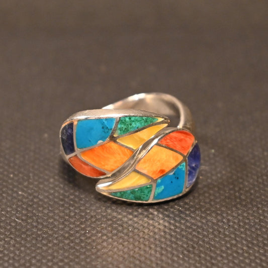 Doppelter Coca-Blatt-Ring aus 950er Silber