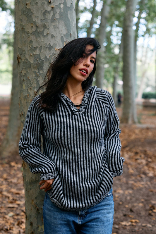 Pull rayé en alpaga péruvien