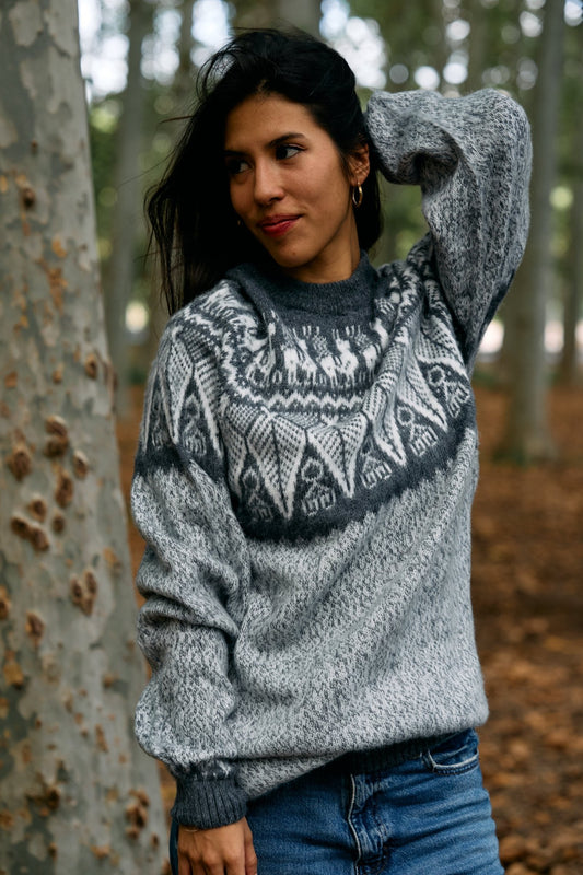 Pull chiné en alpaga péruvien