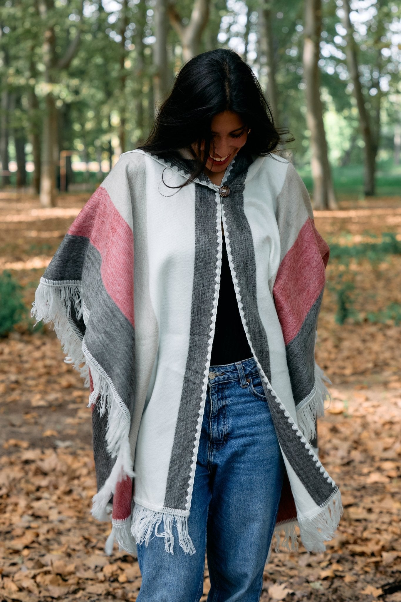 Handwoven Peruvian Wool Hooded Poncho Shawl